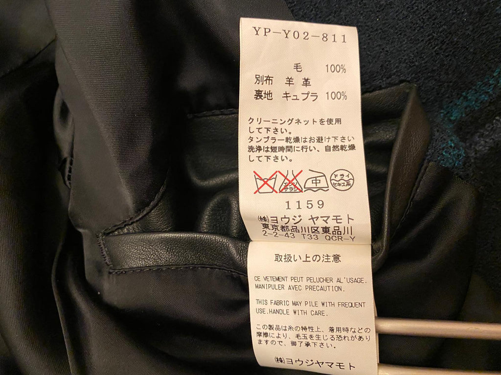 Y's Yohji Yamamoto Checked Wool Leather Jacket - OKURA