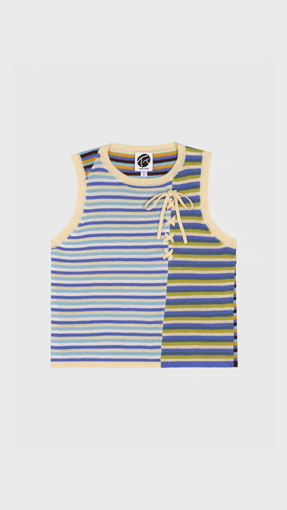 Yanyan Knits Romy Lace Up Tank Sky Multi - OKURA