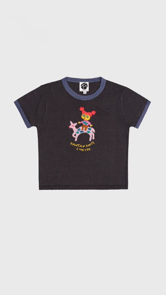 Yanyan Knits Campus Wawa Tee (Solid) (Reg Fit) Ink - OKURA