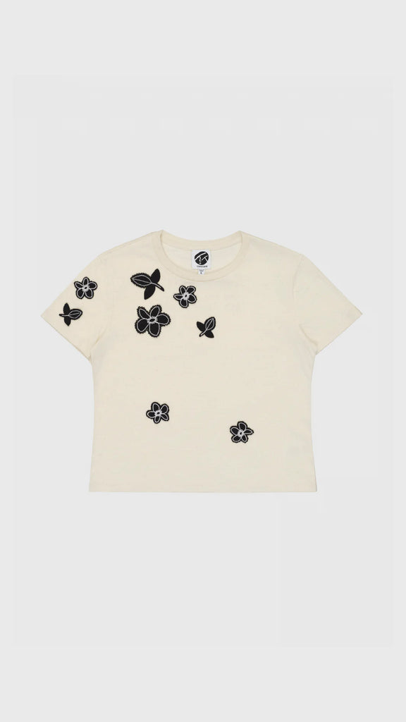 Yanyan Knits Floral Classic Fit Tee (Yanniversary Limited Edition) Raw Cotton/ Black Floral - OKURA