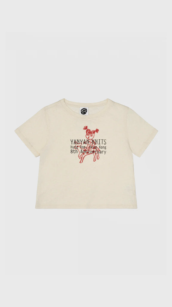 Yanyan Knits Printed Wawa Classic Fit Tee (Yanniversary Limited Edition) Raw Cotton / Red Wawa - OKURA