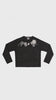 Yanyan Knits Mabo Slouchy Flower Ls Pullover Washed Black - OKURA