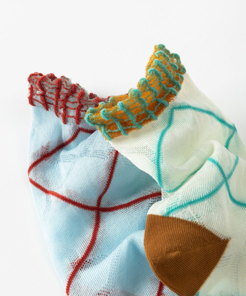Tricote Cross Plaid Socks Ivory - OKURA