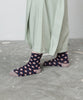 Tricote Sheer Mosaic Tile Pattern Socks Navy - OKURA