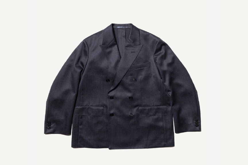 A.Presse Wool Gabardine Double Breasted Jacket Charcoal – OKURA