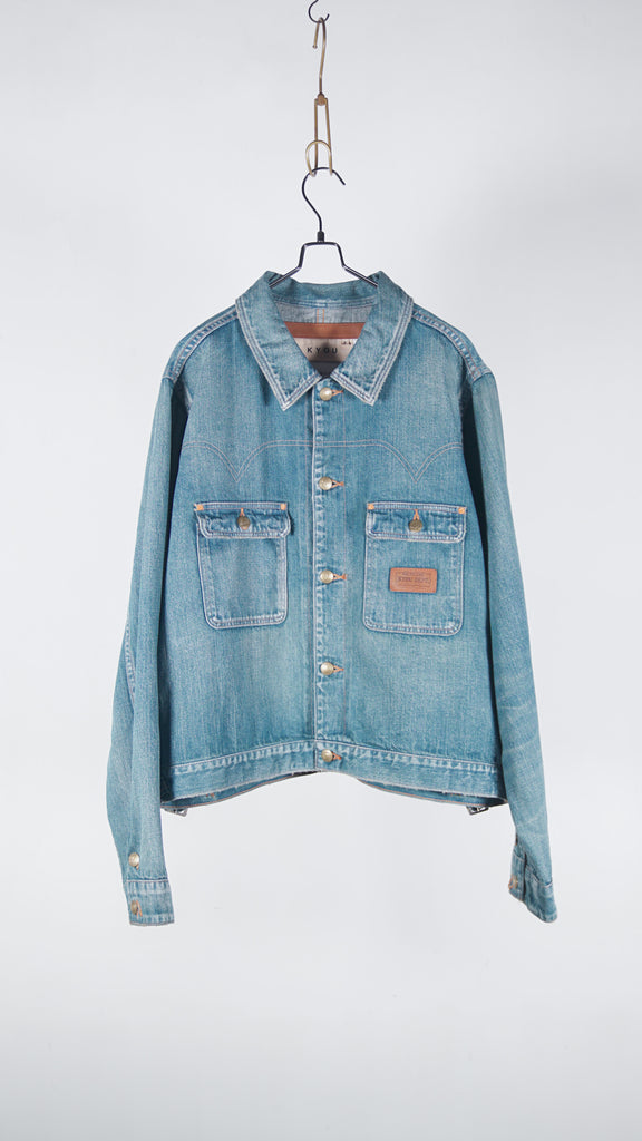 Kyou  "Wyoming" Work Jacket By 11Oz Selvedge Denim Blue - OKURA