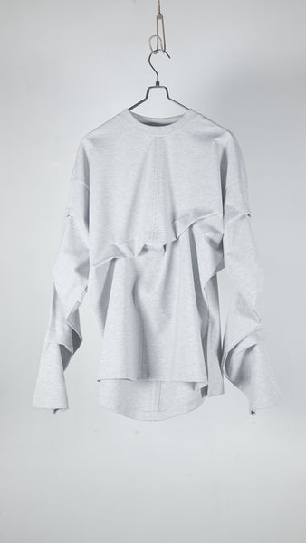Ommo Tuck Long Sleeve Top Gray - OKURA