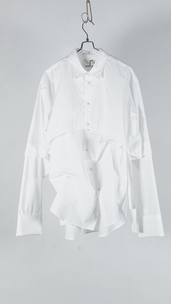Ommo 2Way Tuck Layered Shirt White - OKURA