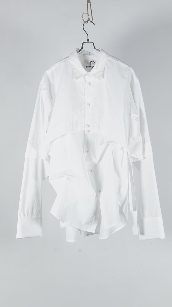 Ommo 2Way Tuck Layered Shirt White - OKURA