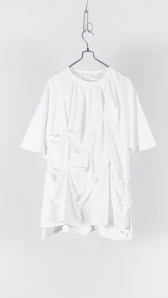 Ommo Tuck Drape T-Sh White - OKURA