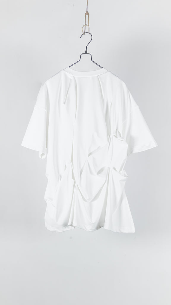 Ommo Tuck Drape T-Sh White - OKURA