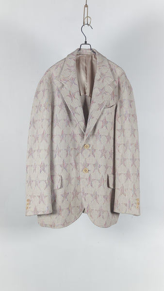 Neat Linton Star Pattern Locksmith Jacket Beige - OKURA