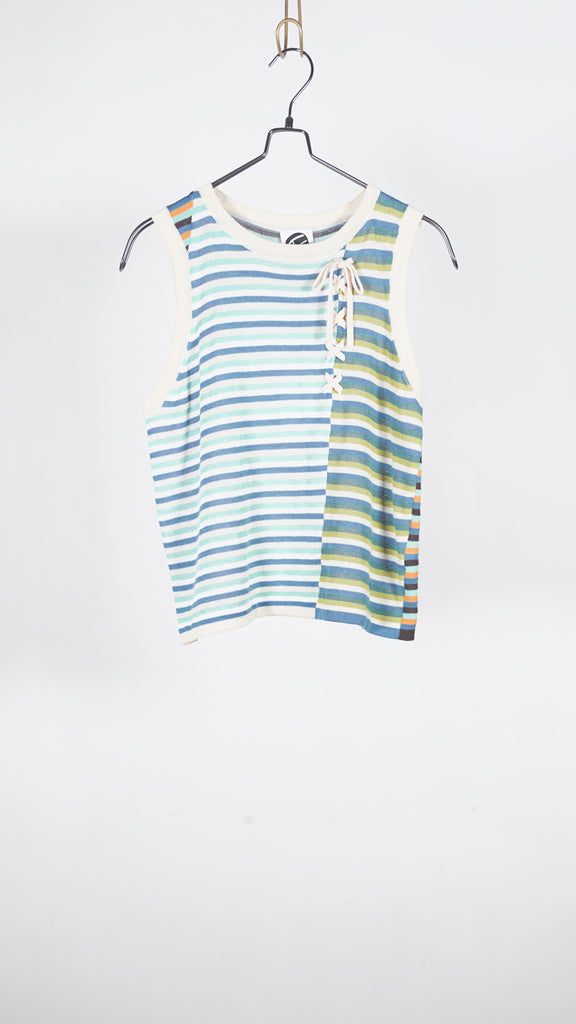 Yanyan Knits Romy Lace Up Tank Sky Multi - OKURA
