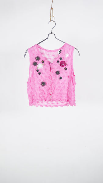 Yanyan Knits Borlor Floral Waistcoat Pink - OKURA