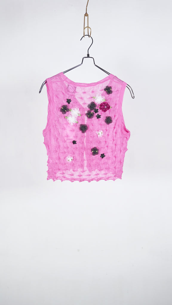 Yanyan Knits Borlor Floral Waistcoat Pink - OKURA