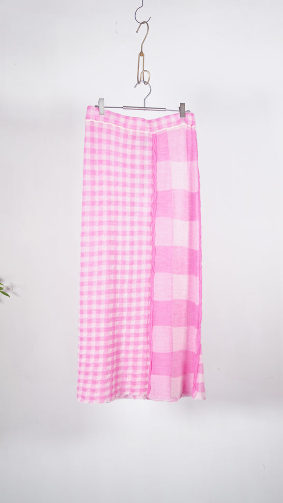 Yanyan Knits Gingham Maxi Skirt Pink - OKURA