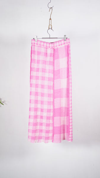 Yanyan Knits Gingham Maxi Skirt Pink - OKURA