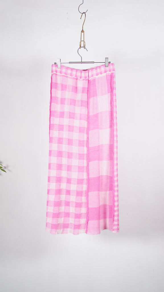 Yanyan Knits Gingham Maxi Skirt Pink - OKURA