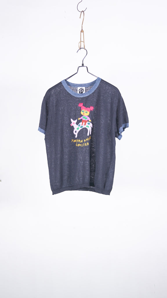 Yanyan Knits Campus Wawa Tee (Solid) (Reg Fit) Ink - OKURA