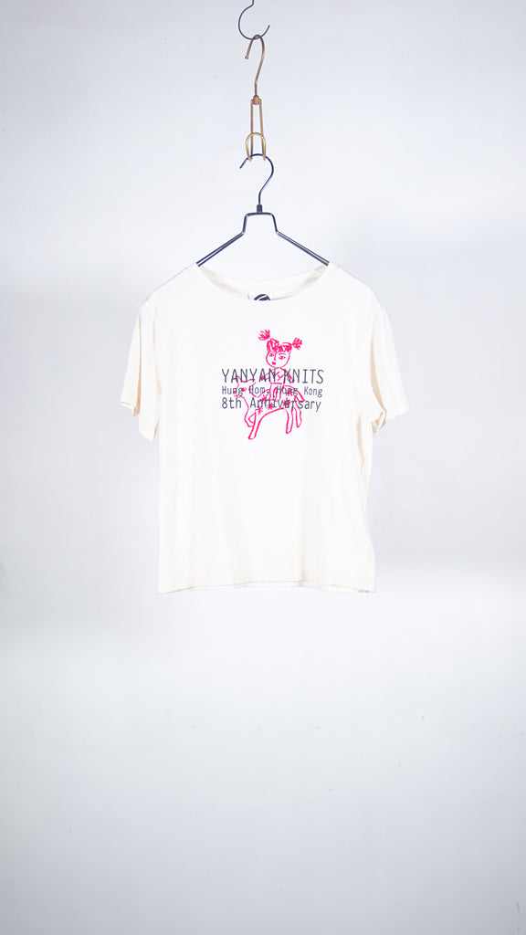 Yanyan Knits Printed Wawa Classic Fit Tee (Yanniversary Limited Edition) Raw Cotton / Red Wawa - OKURA