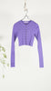 Auralee Women Super Fine Wool High Gauge Rib Knit Short Cardigan Purple - OKURA