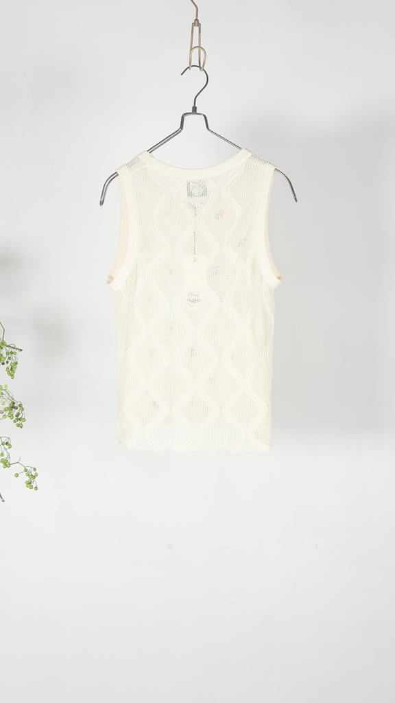 Yanyan Knits Lattice Tank Ivory - OKURA