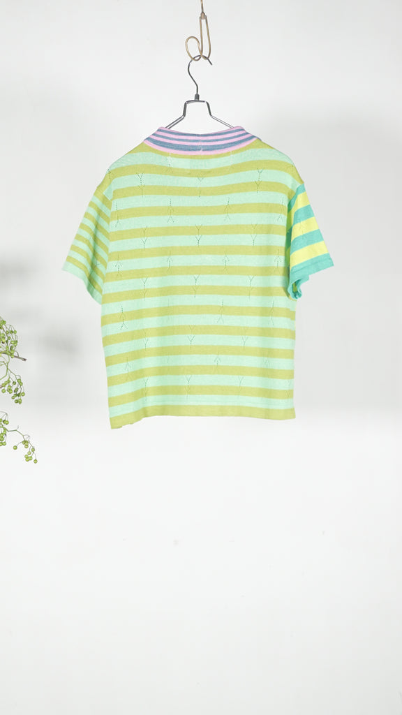 Yanyan Knits Daisy Linen Ss Cardigan Lime Multi - OKURA