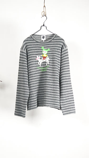 Yanyan Knits Wawa Ls Crew Pullover (Stripe) Grey Stripe - OKURA