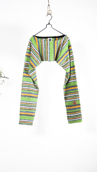 Yanyan Knits Garden Stripe Shrug Green Multi Stripe - OKURA