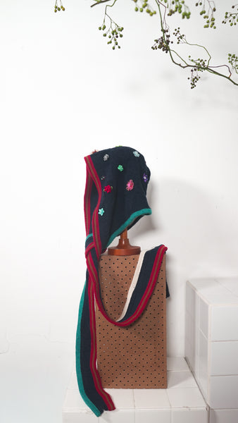 Yanyan Knits Fireworks Hood With Scarf Navy - OKURA