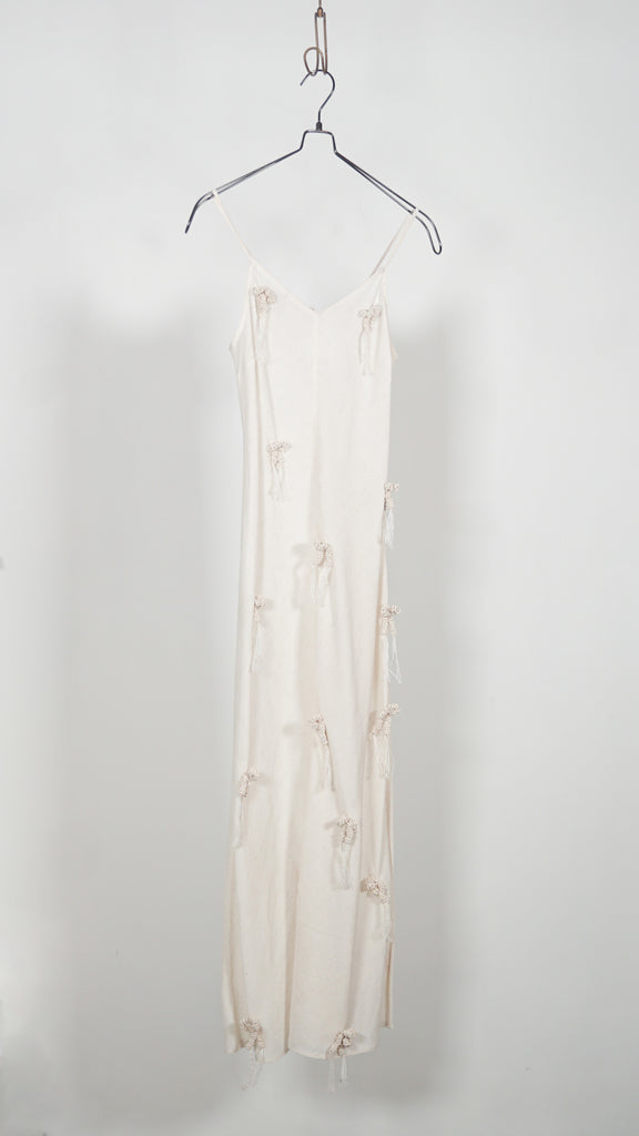 Kinyan Lam Hand Knots Butterfly Slip Dress Raw White - OKURA