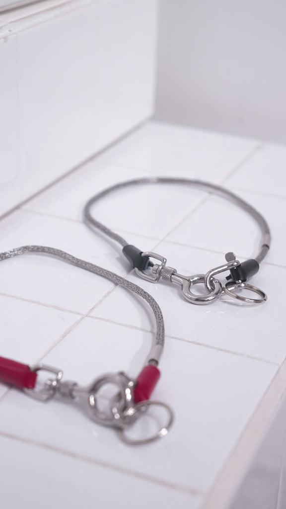 Ed Robert Judson Stainless Woven Key Cord - Cordovan Red - OKURA