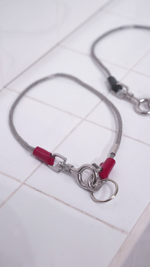 Ed Robert Judson Stainless Woven Key Cord - Cordovan Red - OKURA