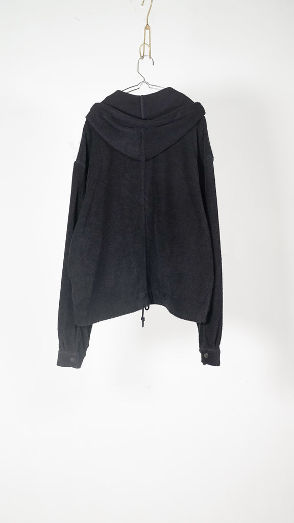 Auralee Men Cotton Nylon Pile Zip Parka Navy - OKURA