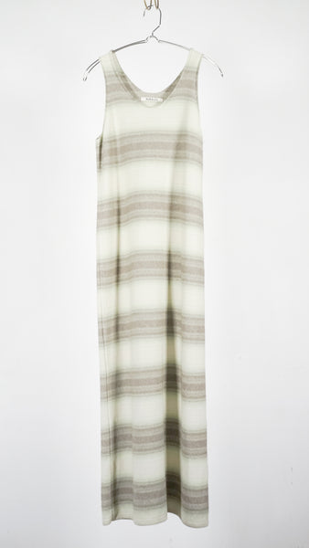 Auralee Women Cotton Silk Gradient Stripe Knit Dress Lime Gray Stripe - OKURA