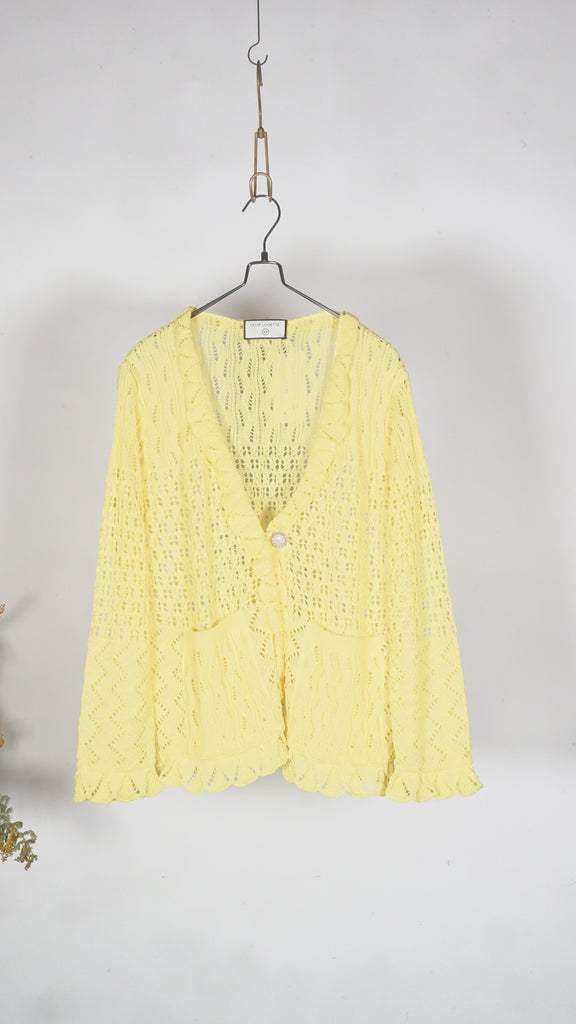 Leur Logette Cotton Lace Cardigan Yellow - OKURA
