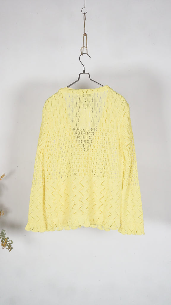 Leur Logette Cotton Lace Cardigan Yellow - OKURA