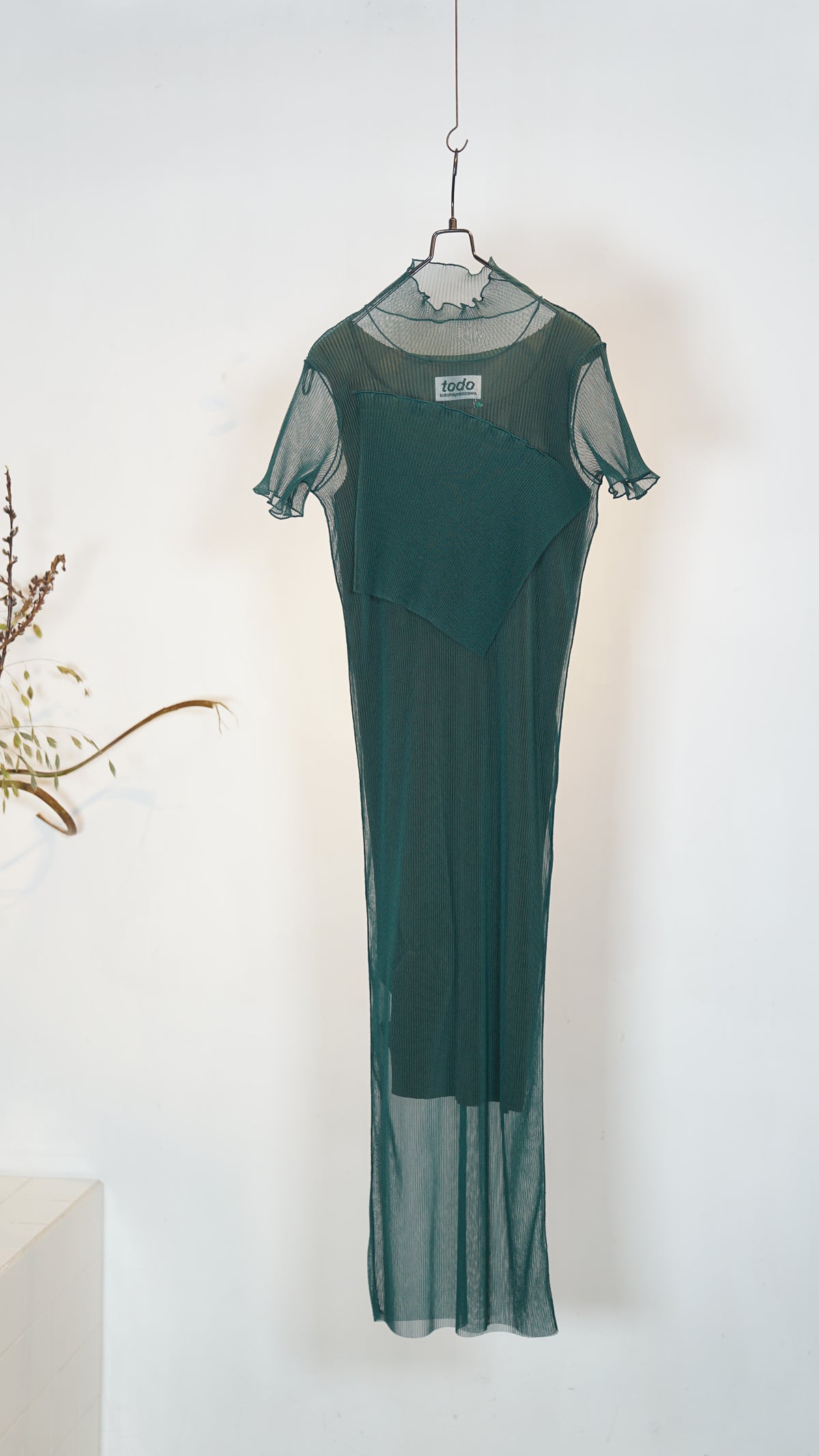 Kotohayokozawa Todo Sheer Layered Short Sleeve Dress Dk.Green – OKURA