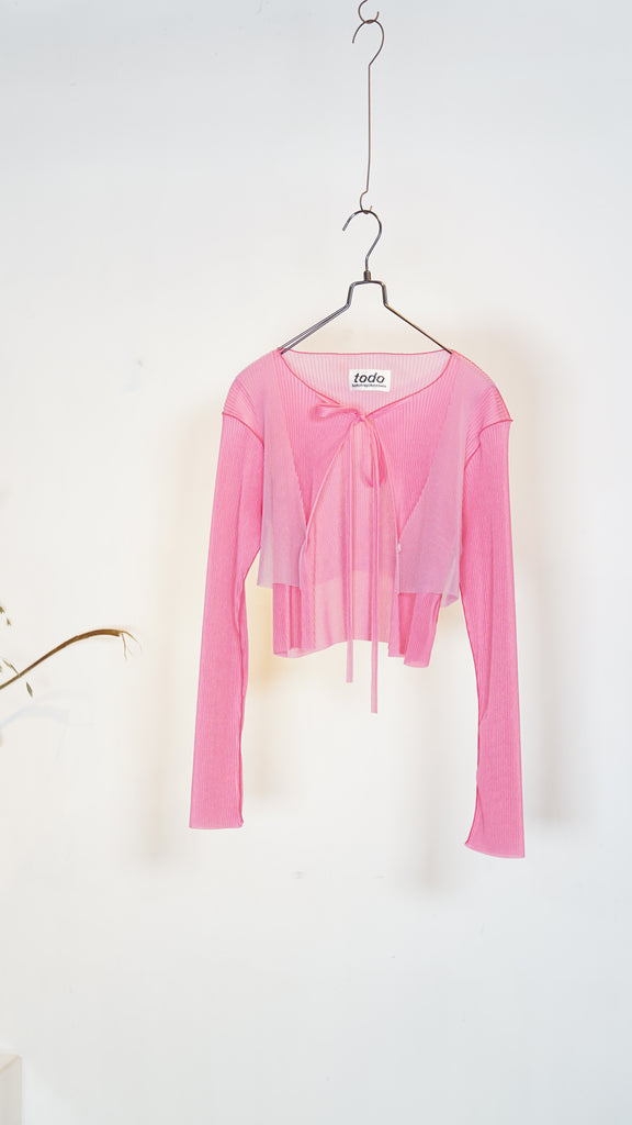 kotohayokozawa 別注 SHEER CARDIGAN（pink） Kotohayokozawa Todo Sheer Layered Cardigan Pink