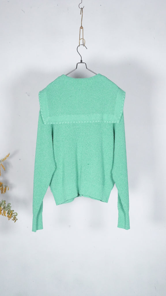 Shinzone Sailor Collar Knit Cardigan Turquoise - OKURA