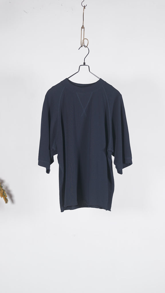 Shinzone Inlayed Half Sleeve Tee Navy - OKURA