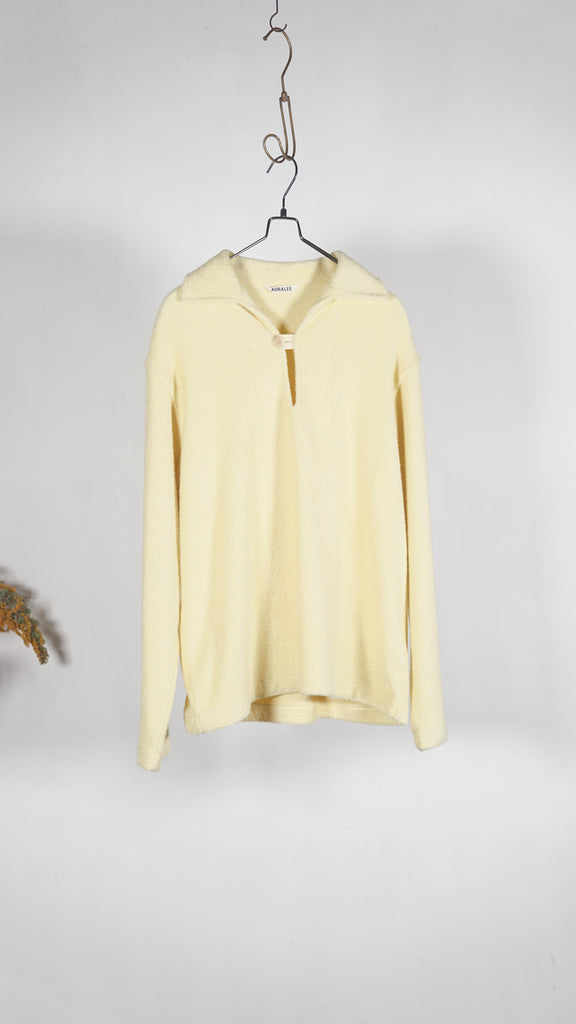Auralee Women Cotton Nylon Pile P/O Shirt Light Yellow - OKURA