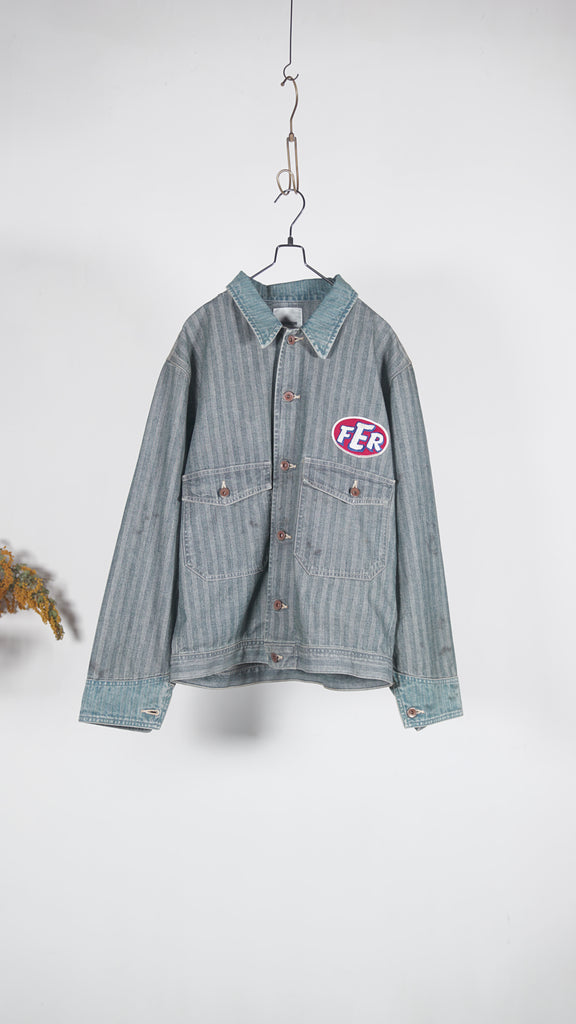 Bowwow Fer Gritgear Jacket Aged Indigo Herringbone - OKURA