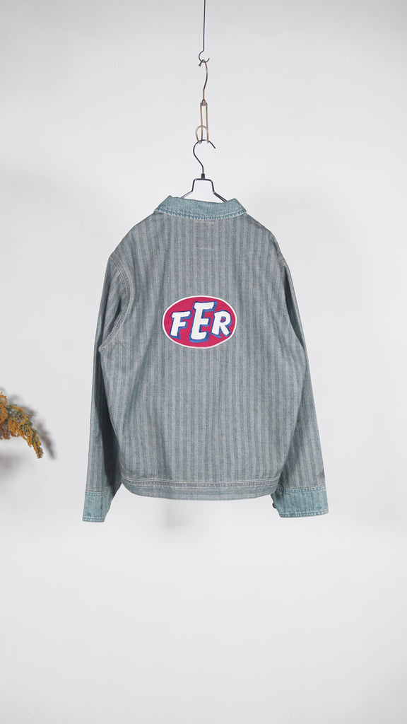 Bowwow Fer Gritgear Jacket Aged Indigo Herringbone - OKURA