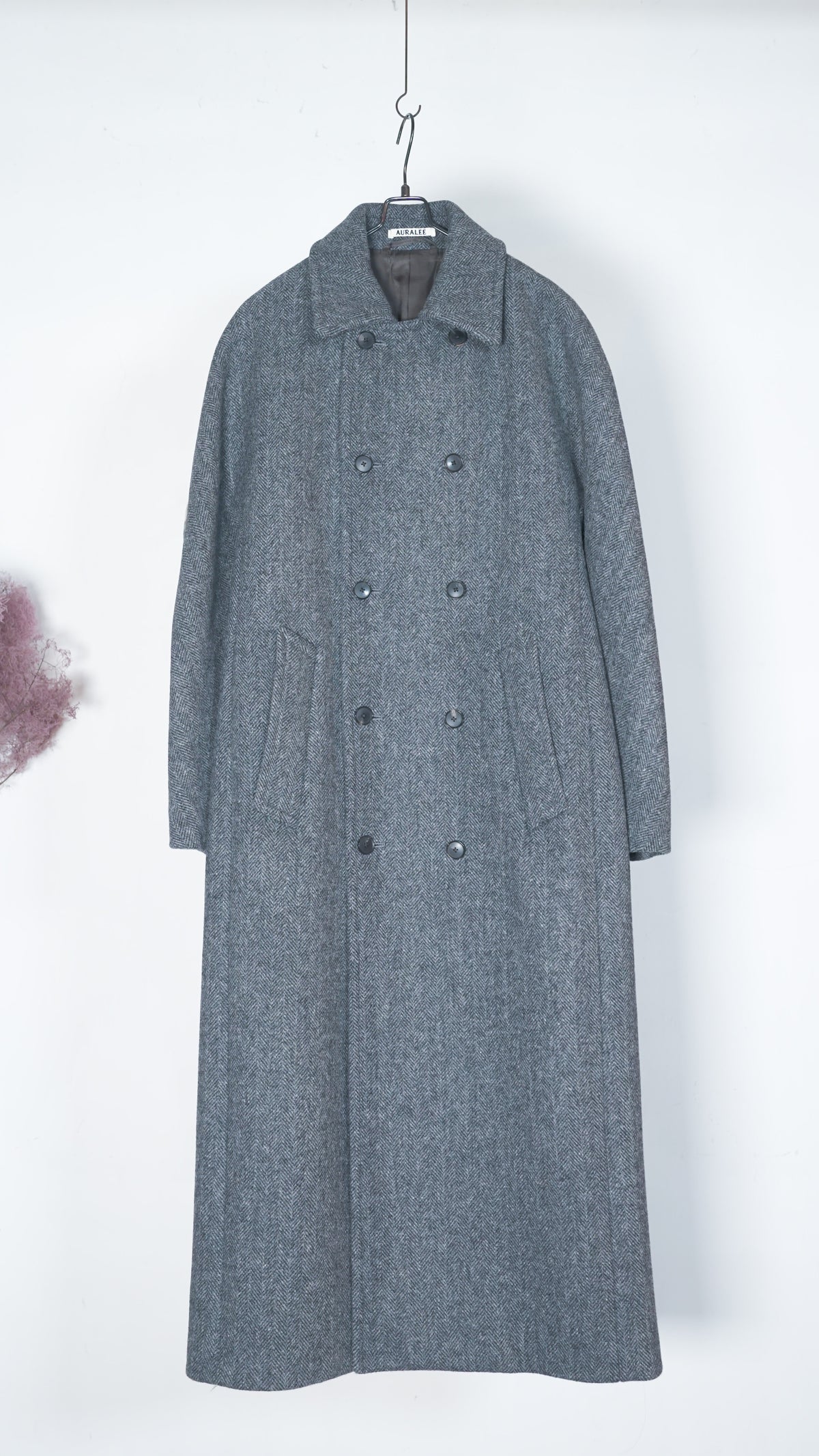 Auralee Women Shetland Wool Double Cloth Coat Grey
