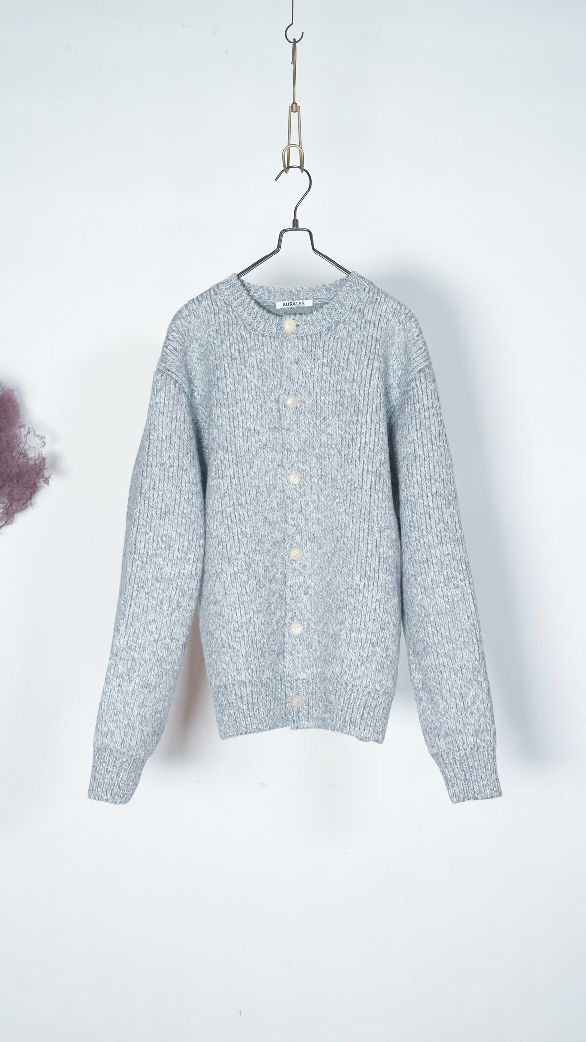 Auralee Men Double-Faced Wool Alpaca Low Gauge Knit Crew-Neck