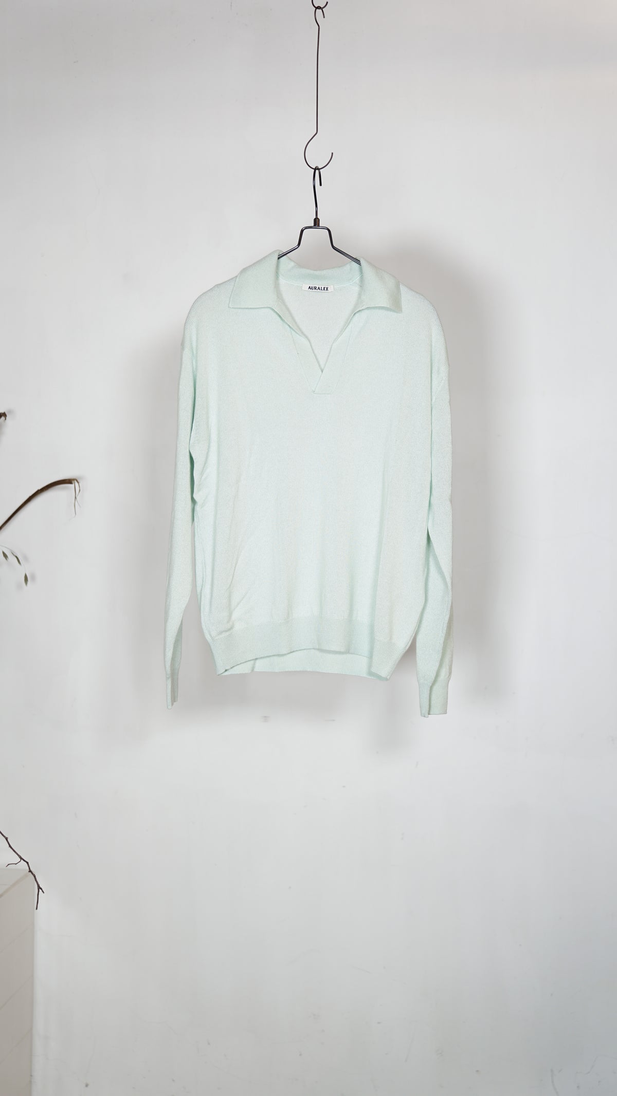 Auralee Women Super Fine Cashmere Silk Knit Skipper Polo White
