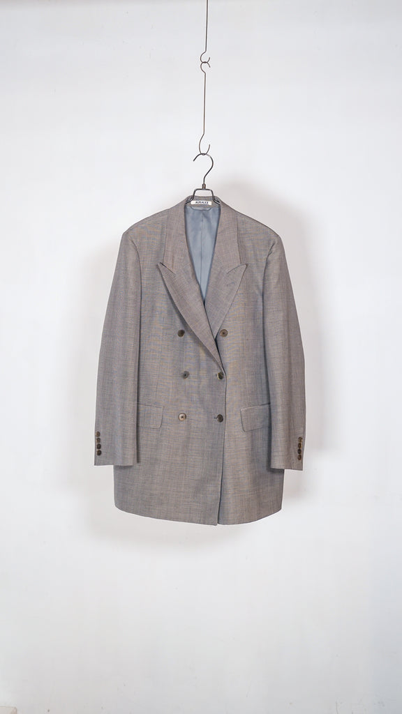 ジャケット・アウター TROPICAL WOOL KID MOHAIR DOUBLE BREASTED Auralee Women Tropical Wool Kid Mohair Double Breasted Jacket Gray