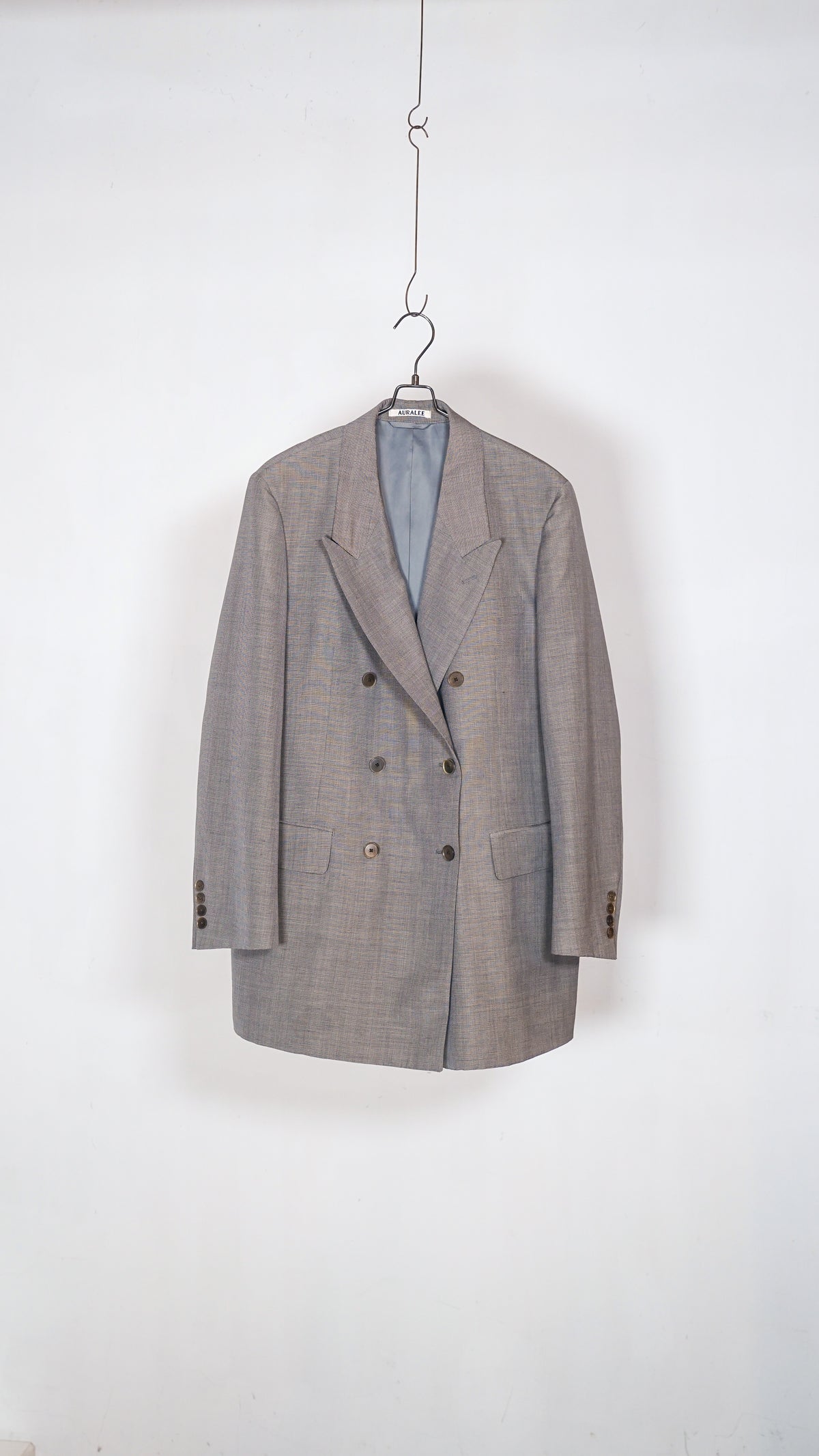 Auralee Women Tropical Wool Kid Mohair Double Breasted Jacket Gray