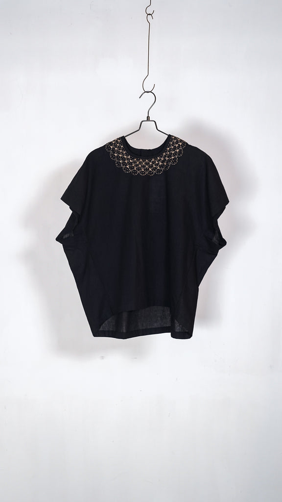Bunon Embroidery Woven - T - Khadi Cotton Woven  - T Black - OKURA